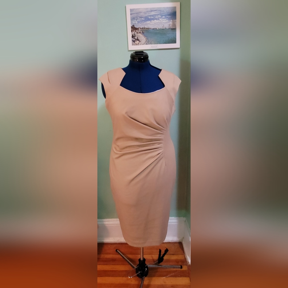 Women Calvin Klein Beige Ruched Dress Size 10